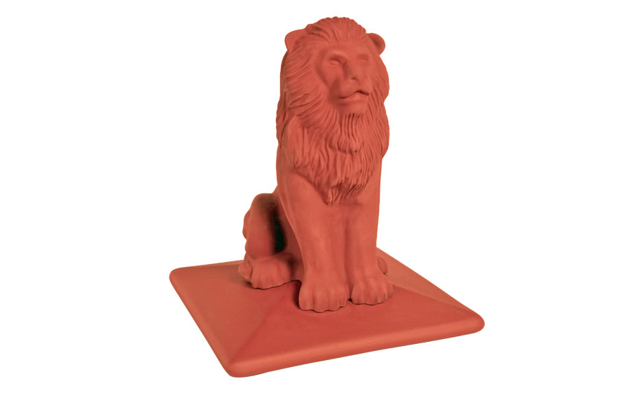 Клинкерный заборный оголовок KING KLINKER Lion 01 Ruby red, 445*445*520 мм